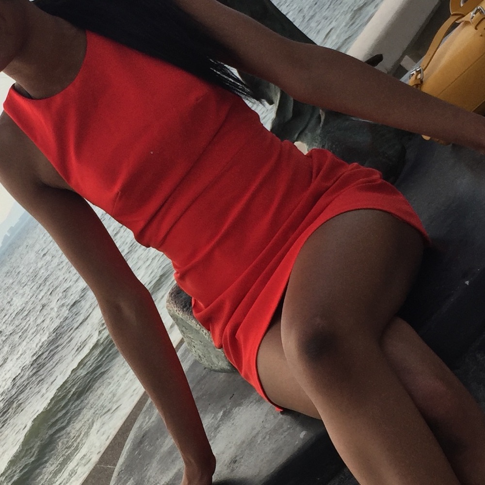 Zara orange cut out dress